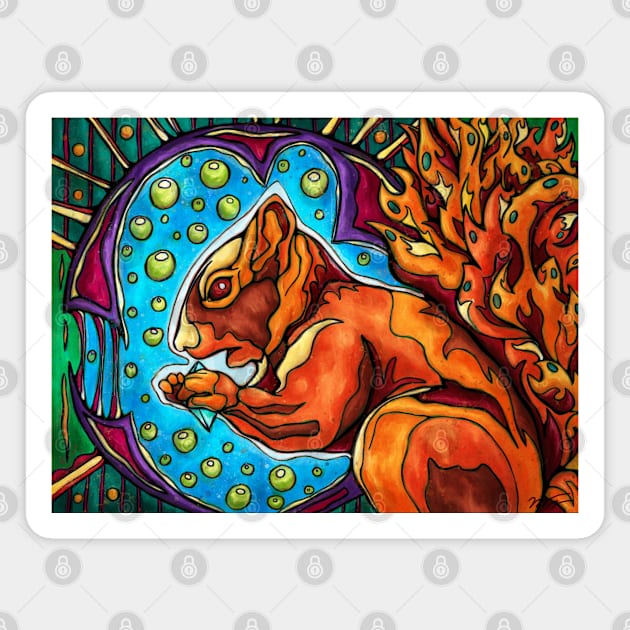 Red squirrel holding an ethereum diamond Magnet by NadiaChevrel